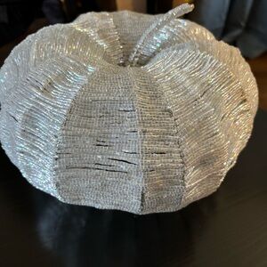 Centerpiece pumpkin made with glass beads.